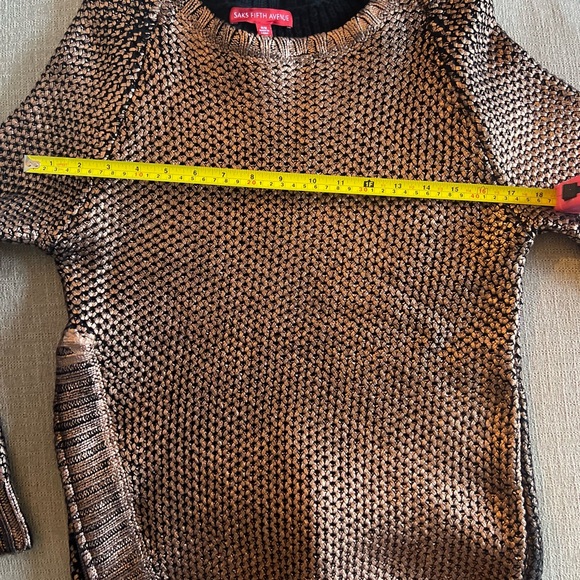 Saks Fifth Avenue Gold Metallic Knit Sweater - Picture 6 of 7